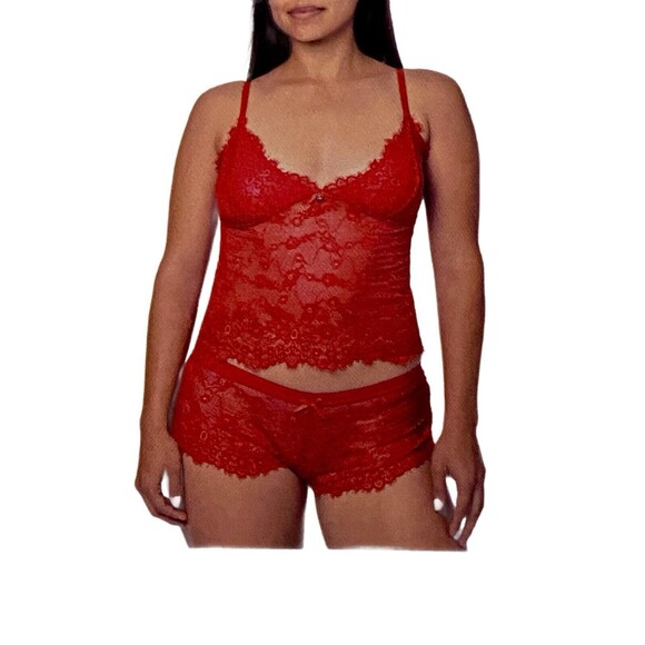 RACHEl Rachel Roy Lace Soft Camisole Set Red Lingerie Size Xlarge Valentines Day - Picture 1 of 9